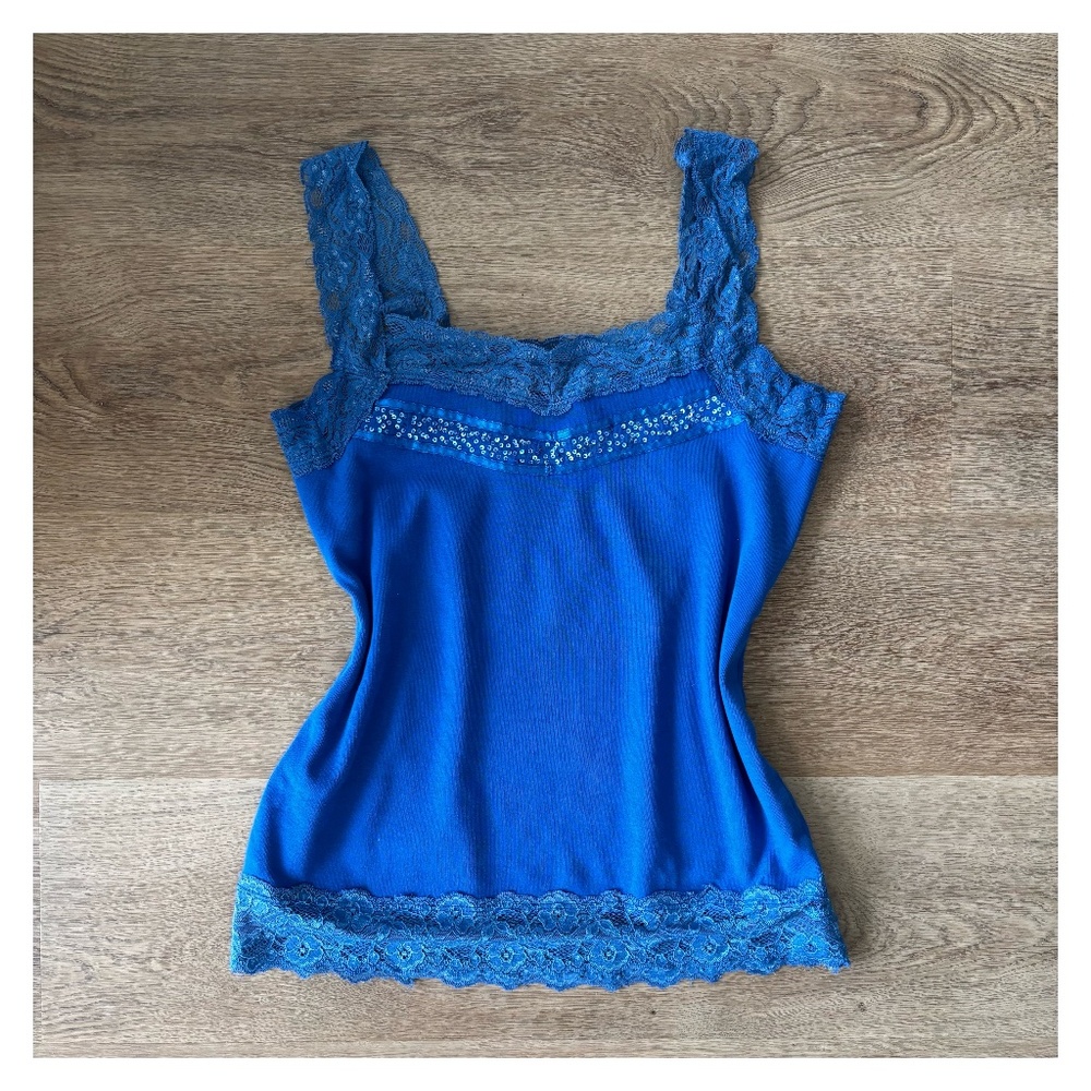 Bianca Nygard blue lace sequin vintage cami 💙